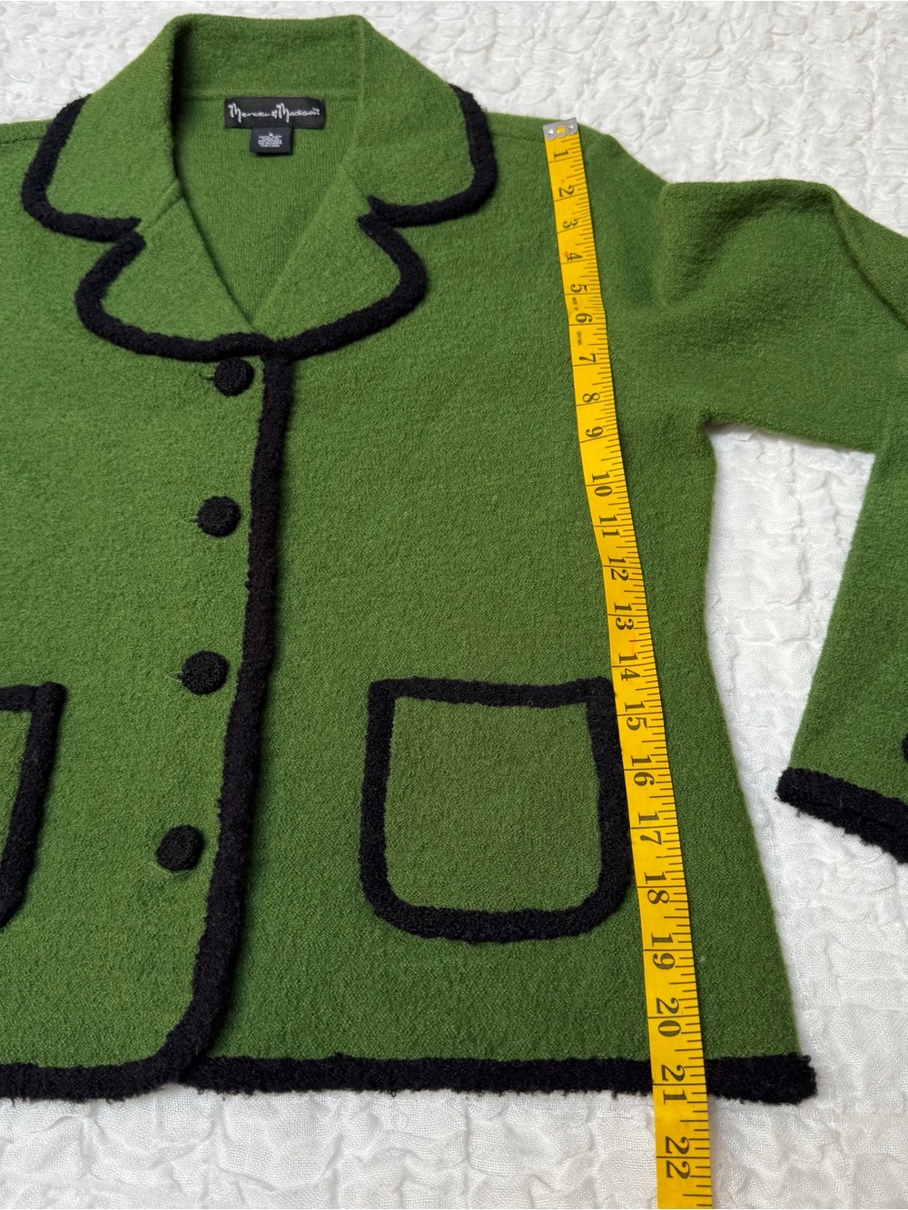 Mercer & Madison 100% Wool Green Black Trim Jacket Small - Picture 8 of 11